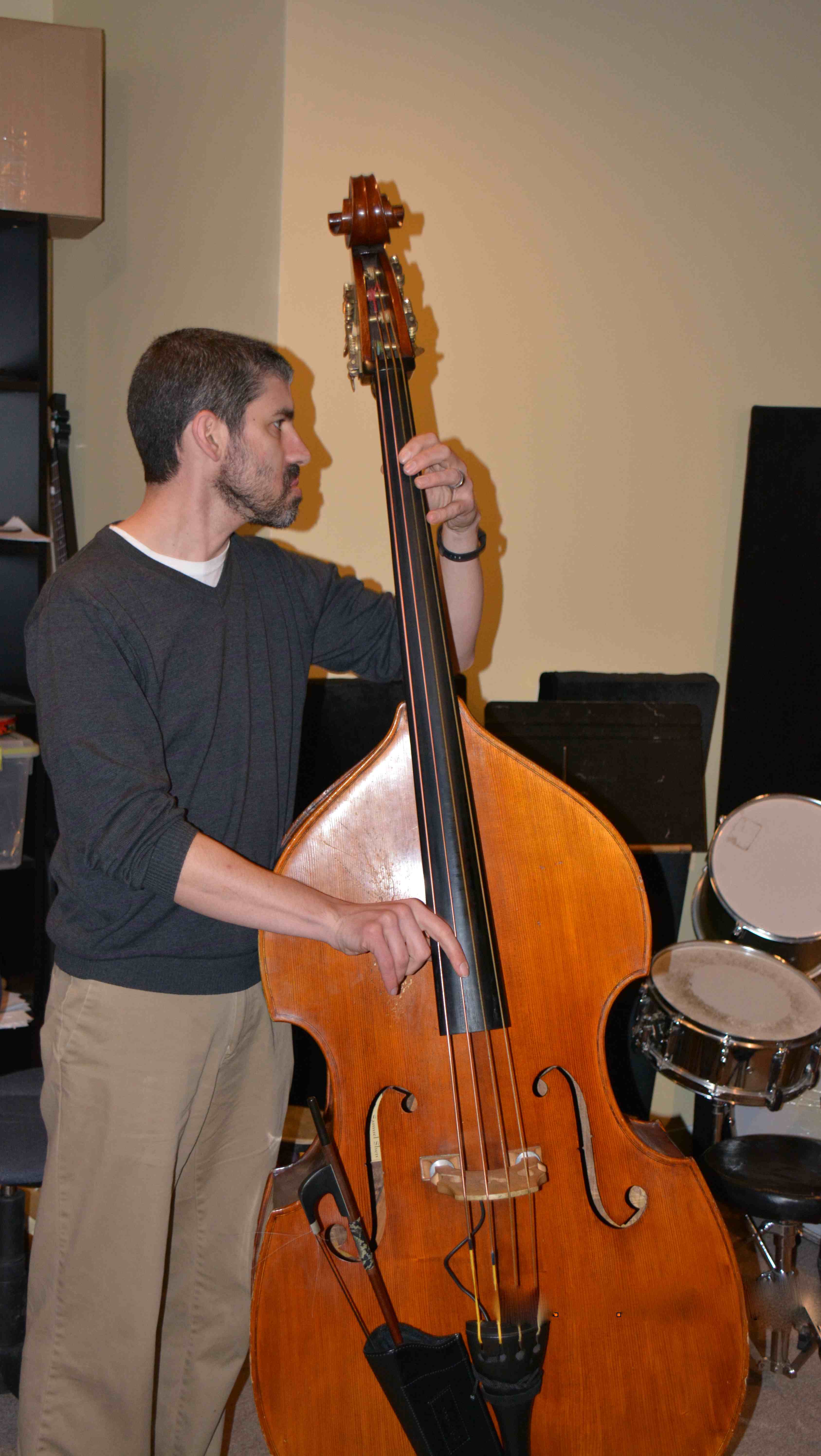 Our teacher, Marc, with his upright bass!
